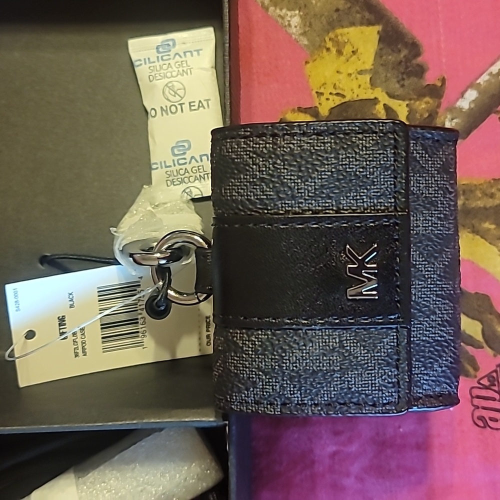 Michael Kors Men Women's Airpod Case Unisex Black with Lanyard Comes With Box MK